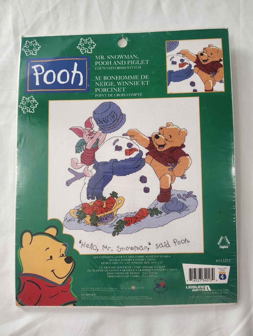 Disney Mr. Snowman Winnie Pooh and Piglet Christmas Counted Cross Stitch Kit New